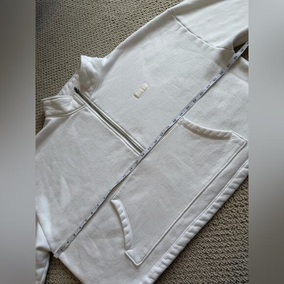Set Active Women's Half Zip Pullover White Size XL Comfy Cotton Spring Pocket - Picture 4 of 8